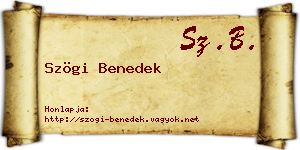 Szögi Benedek névjegykártya